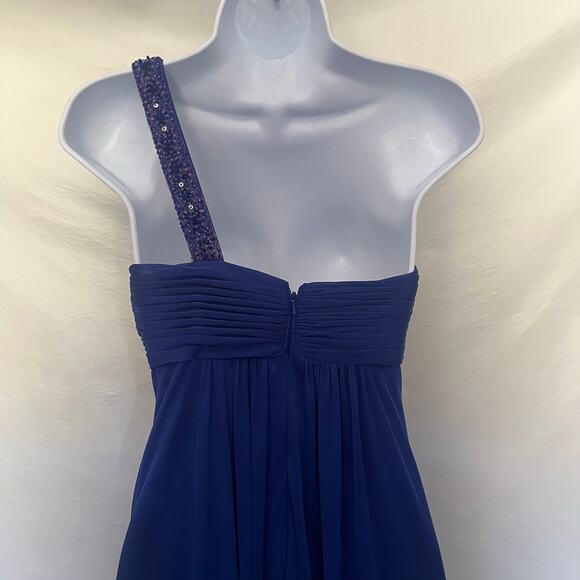 XSCAPE by Joanna Chen Gown Sz 2 Dress Blue Crystal Sheer Babydoll Fairy Y2k - Picture 6 of 16